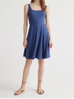 Quince Tencel Jersey Fit & Flare Mini Dress Navy XS